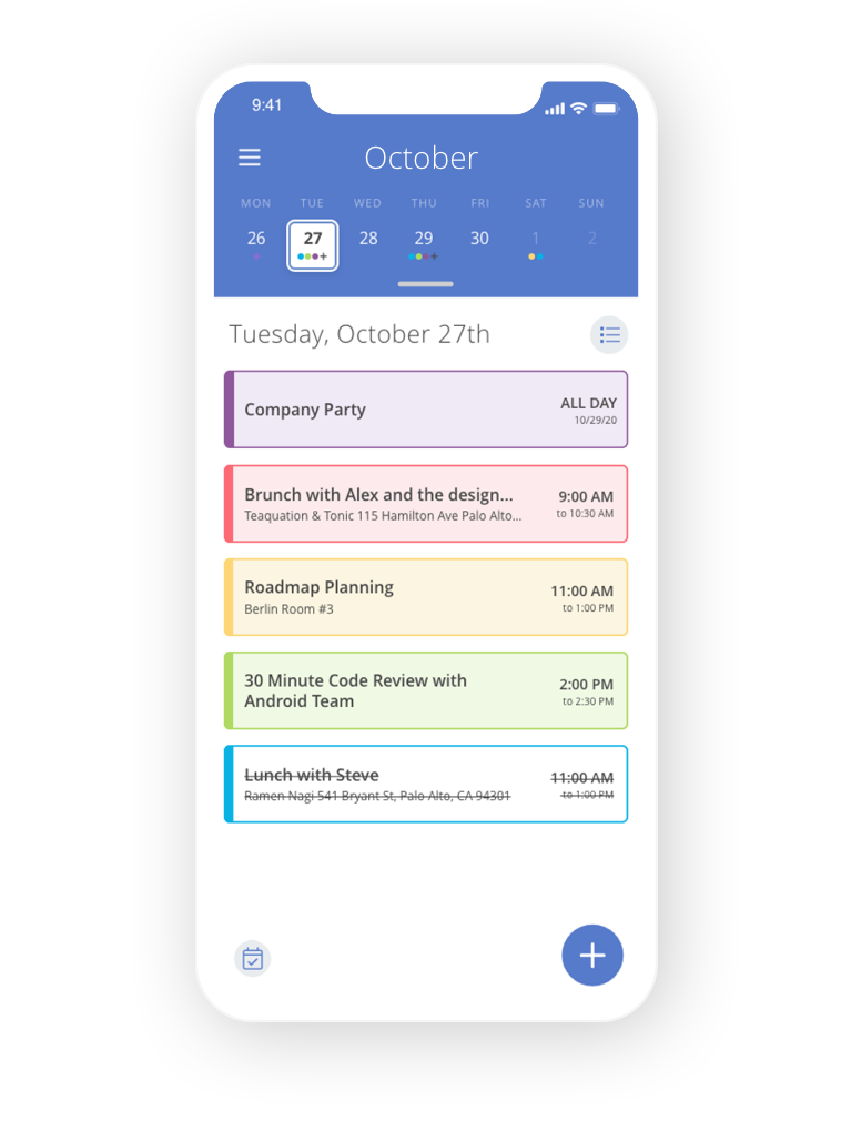 Calendar mobile app