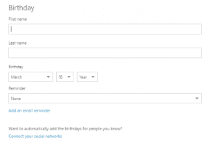 outlook calendar birthday