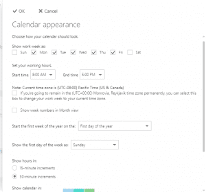 office 365 calendar appearance