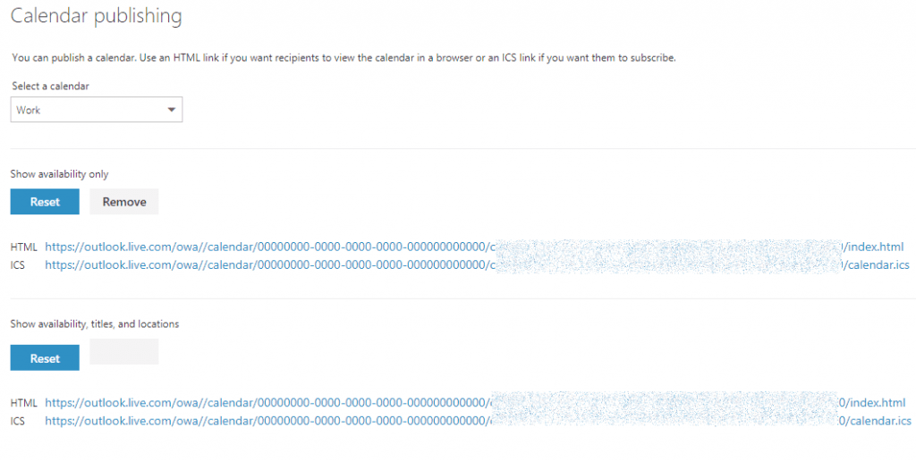 office 365 calendar publishing