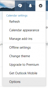 office 365 calendar website settings