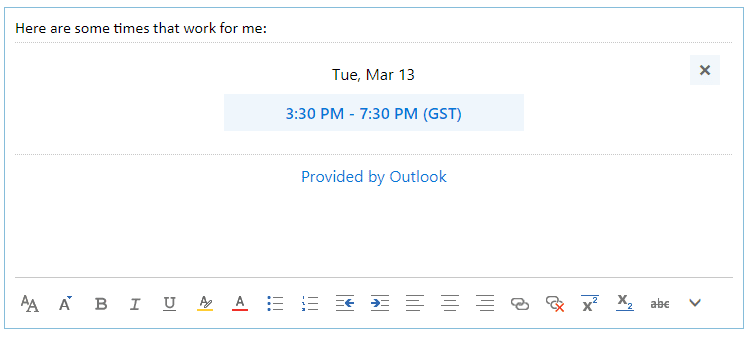email office 365 calendar text