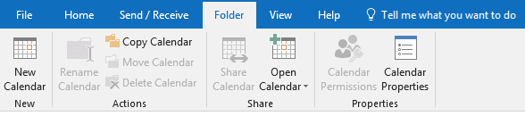 outlook calendar folder