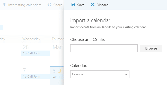 import a calendar to office 365 calendar