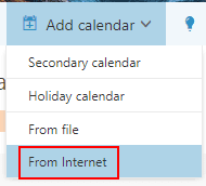 import office 365 calendar from internet