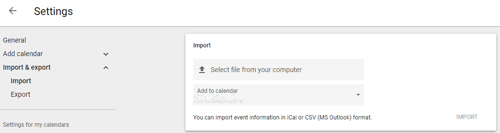 google calendar import tool