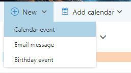 new office 365 calendar event