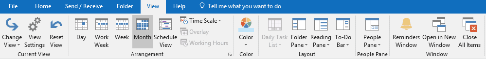 outlook calendar view