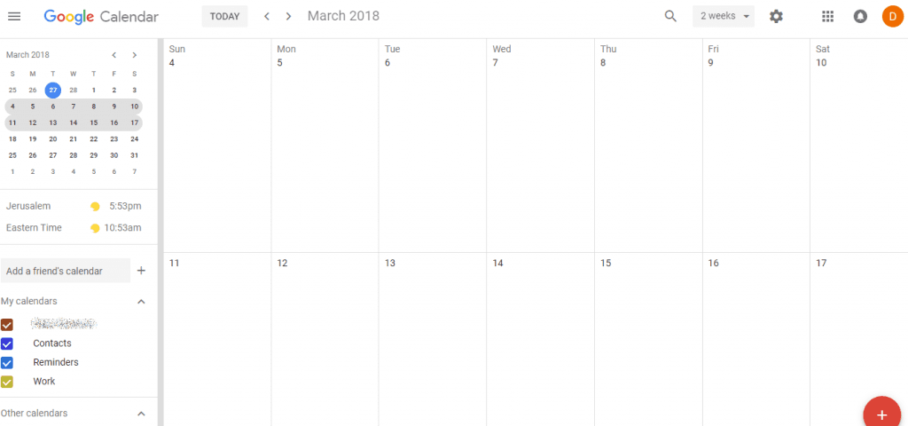 google calendar sidebar