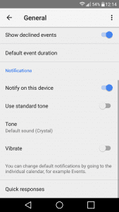 google calendar app general settings