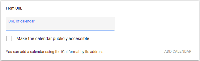 Add google calendar from url