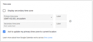 google calendar time zone settings