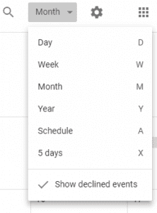 google calendar website view