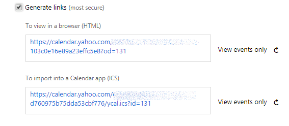 sharing yahoo calendar unique links