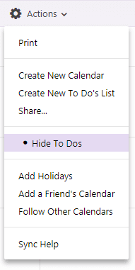 end yahoo calendar to dos