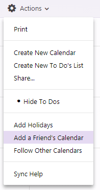 yahoo add a friend's calendar