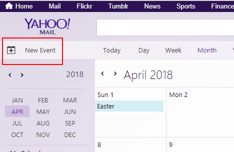 add an event to yahoo calendar
