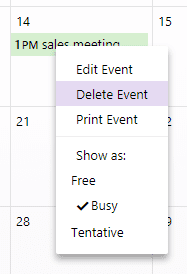 delete event yahoo calendar
