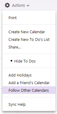 follow other yahoo calendars