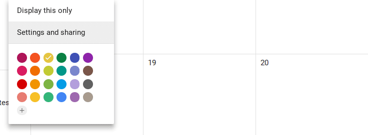 Google Calendar Settings and sharing