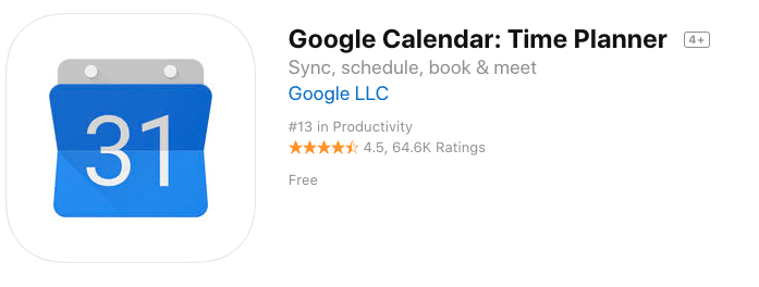 Google Calendar App in the App Store