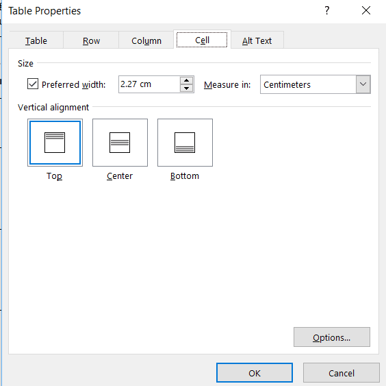 Format the Word table