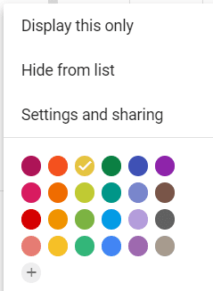 Hide from list of Google calendars
