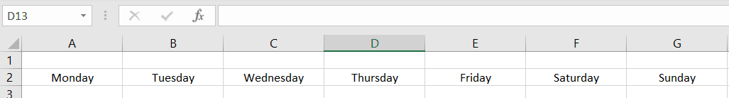 Days of the week in Excel