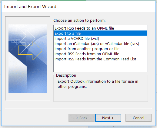 Export events from Outlook