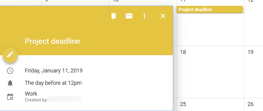 See a Google Calendar event.