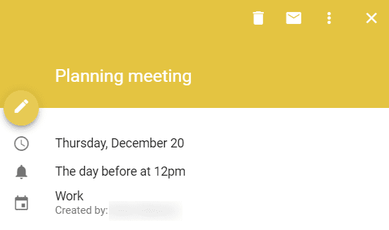 Google Calendar share event