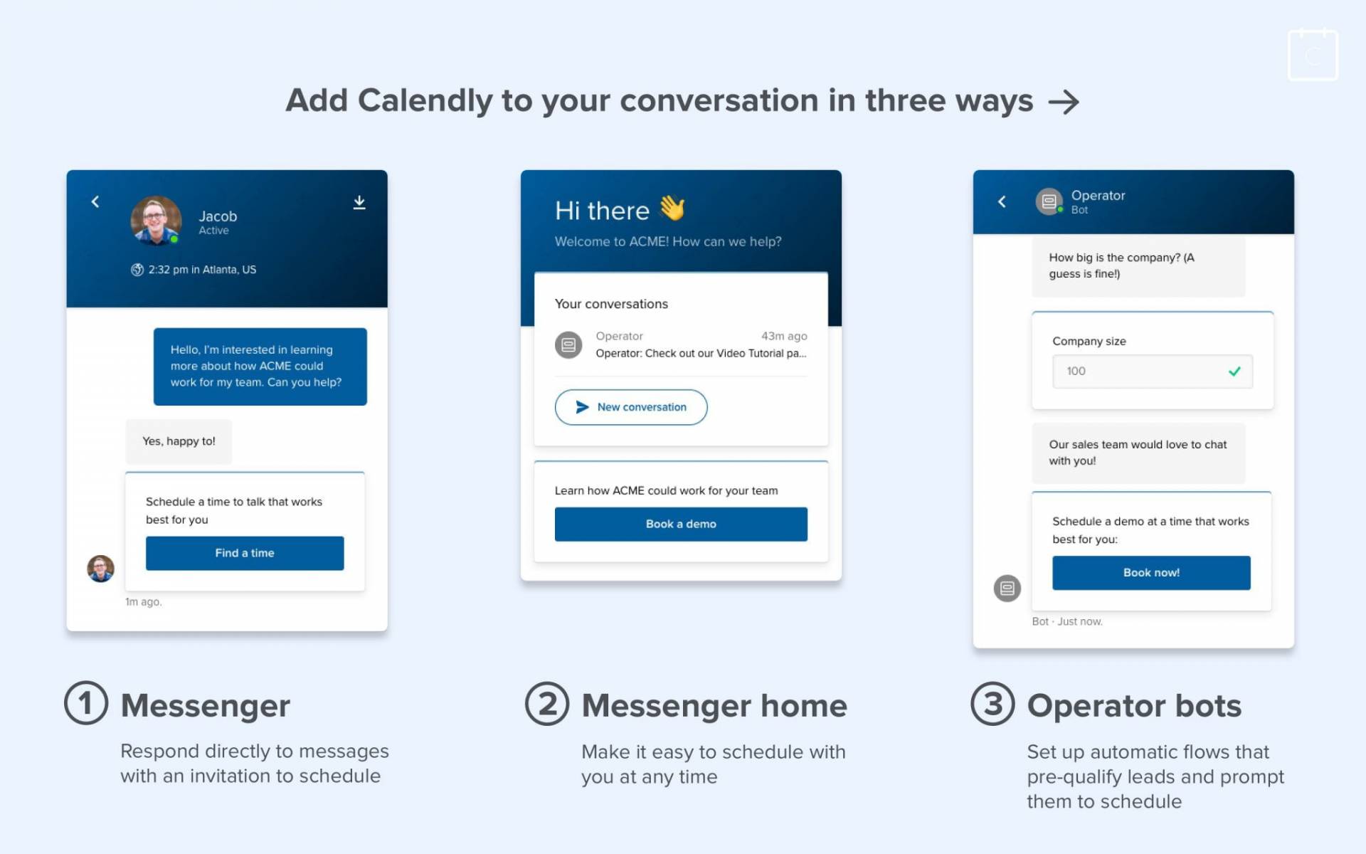 Calendly Intercom Messenger