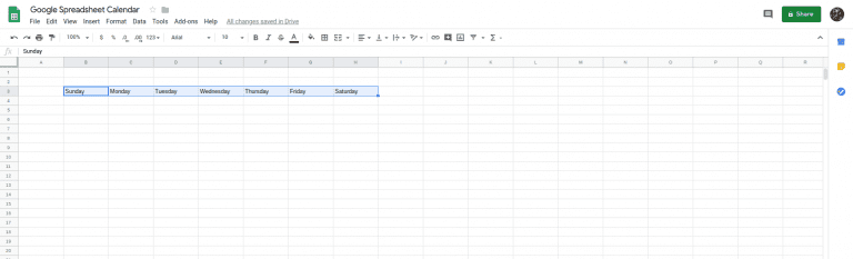 How to Create a Calendar in Google Sheets - Calendar