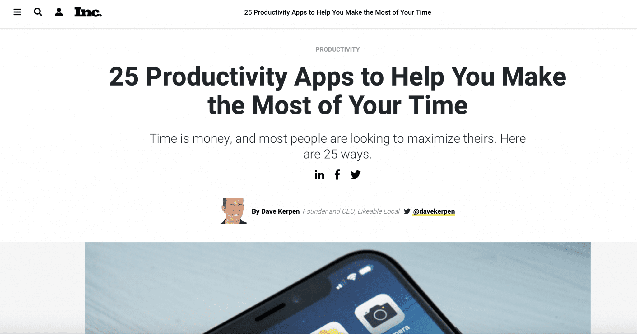 Calendar Featured as Top App on Inc.'s List of 25 Productivity Apps