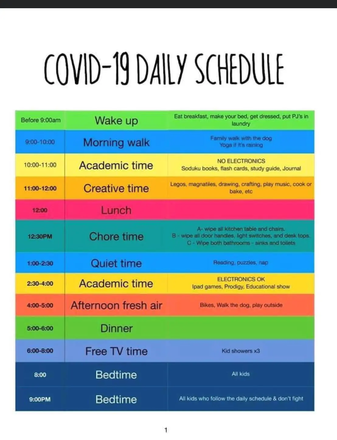 Daily Activity Schedule