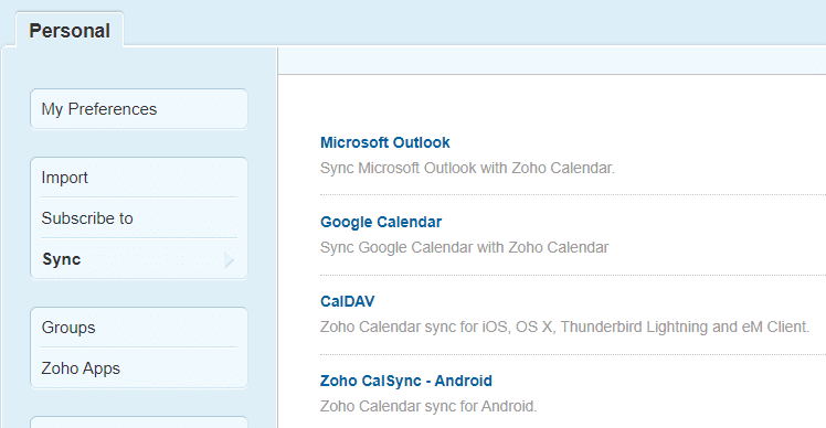 how to use ical with zoho calendar