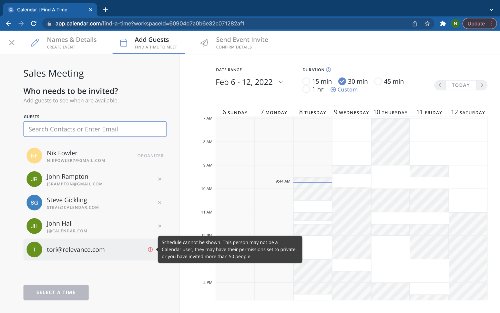 No Availability Example