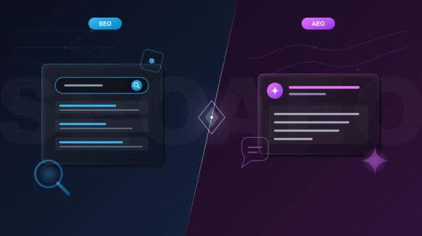 graphic SEO vs AEO; Answer Engine Optimization